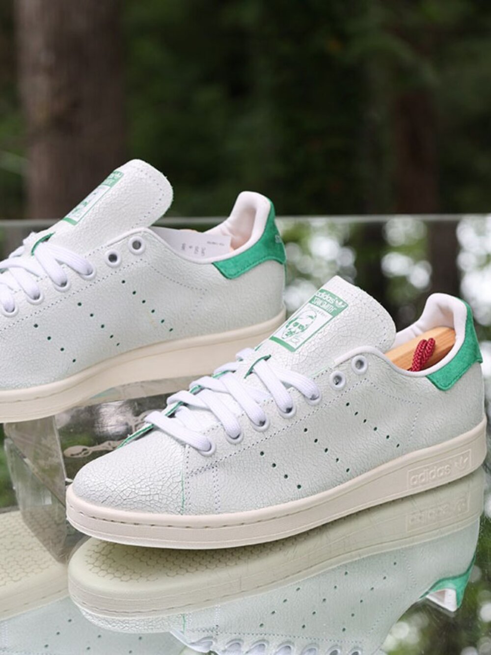 Adidas Stan Smith Cracked Leather White Green - Picture 11 of 13